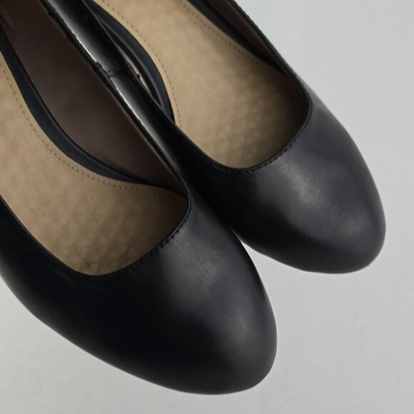 Hush Puppies Women's Black Leather Wedge Almond Toe Shoes Cushioned Size 9 - Picture 7 of 16